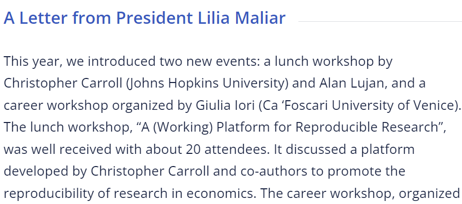 An excerpt from A Letter from the Society for Computational Economics President Lilia Maliar